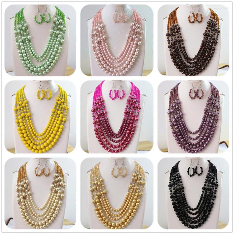 Necklace Earrings Set 5rows Round Beads Crystal Glass Shell Simulated-pearl Fashoin Weddings Party Jewelry 20"-25.5"B984, Picture shown
Necklace Earrings Set 5rows Round Beads Crystal Glass Shell Simulated-pearl Fashoin Weddings Party Jewelry 20"-25.5"B984, Picture shown