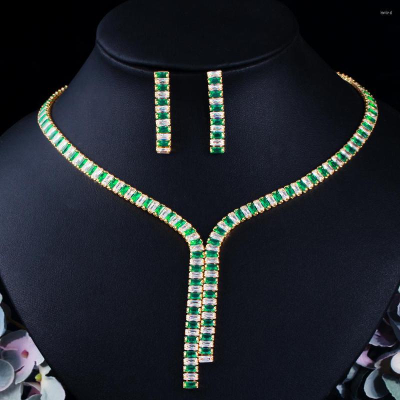 Wedding Jewelry Sets CWWZircons Green CZ Necklace And Earrings Womens Costume Set For Engagement Accessories African Gold Color T533
Wedding Jewelry Sets CWWZircons Green CZ Necklace And Earrings Womens Costume Set For Engagement Accessories African Gold Color T533