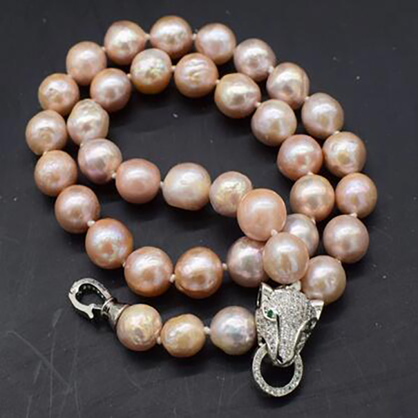freshwater pearl pink reborn baroque 12-13MM necklace 18inch