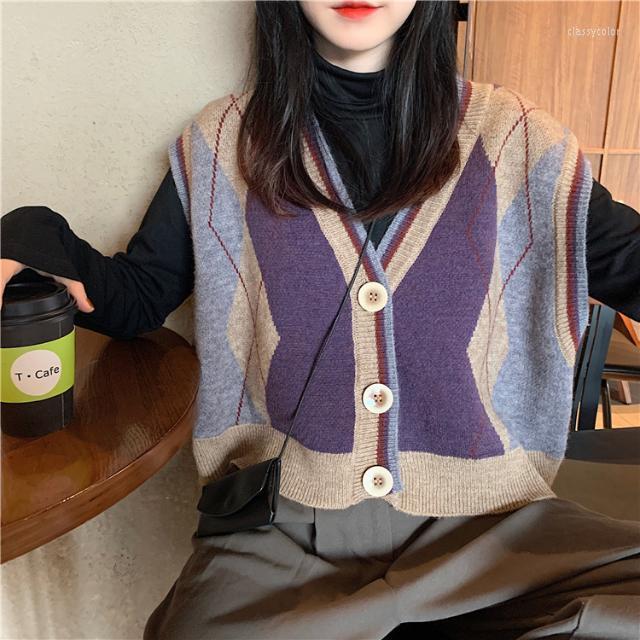 Women's Vests Jacket Vest Women's Autumn Clothing Loose Diamond Patterns Knitted Sweater Cardigan Sleeveless Chaleco Mujer, Red
Women's Vests Jacket Vest Women's Autumn Clothing Loose Diamond Patterns Knitted Sweater Cardigan Sleeveless Chaleco Mujer, Red