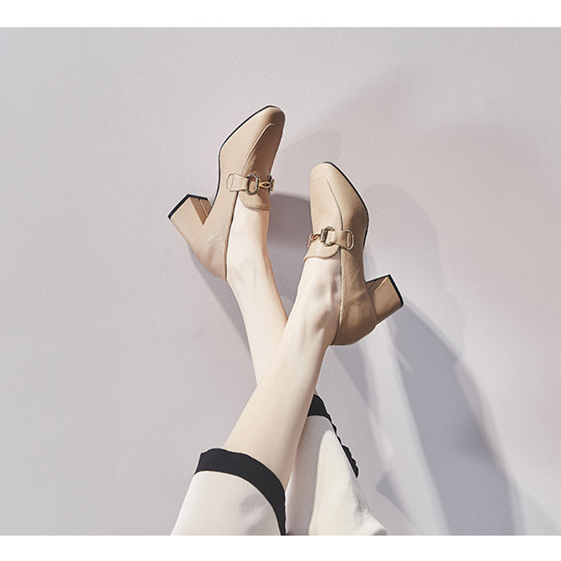 Dress Shoes The Fashion British Style Women s with Classic Slip On Lofers Elegant Casual Chunky Heels Ladies Pumps 221130