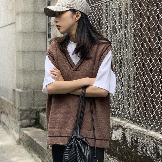 Women's Vests Women Simple All-match Patchwork Korean Style V-neck Knitted Trendy Womens Leisure Students Sleeveless Female Vintage, Brown
Women's Vests Women Simple All-match Patchwork Korean Style V-neck Knitted Trendy Womens Leisure Students Sleeveless Female Vintage, Brown