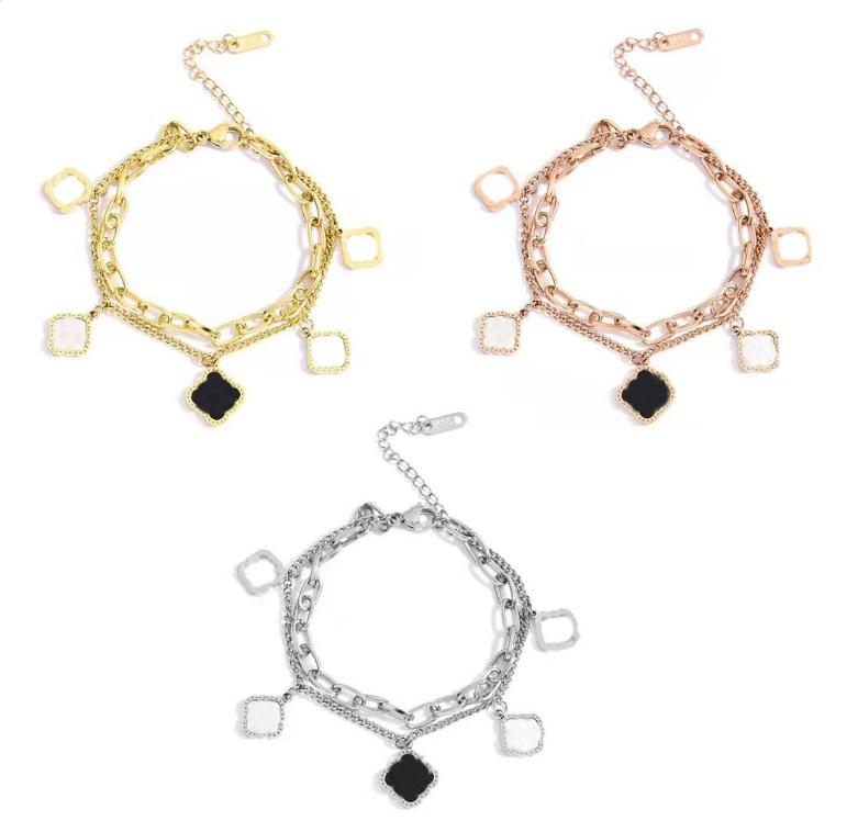 3 Colors Designer Clover Bracelet 316 L Titanium Steel Gold Lucky Love Bracelets Fashion Design For Women Double Chain Natural Fritillaria Bracelet
3 Colors Designer Clover Bracelet 316 L Titanium Steel Gold Lucky Love Bracelets Fashion Design For Women Double Chain Natural Fritillaria Bracelet
