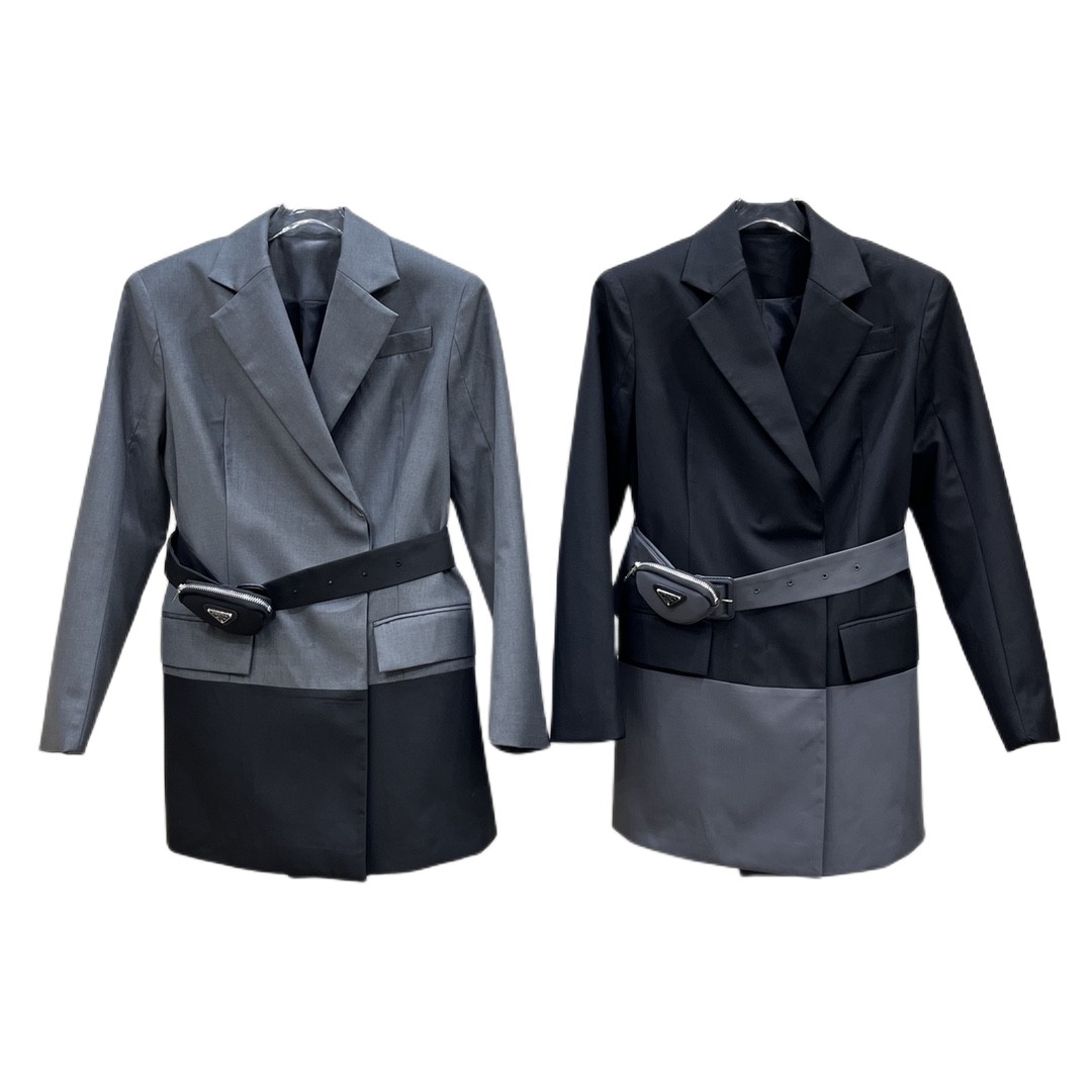 Autumn and winter temperament new style matching waist bag design color contrast suit coat, Gray
Autumn and winter temperament new style matching waist bag design color contrast suit coat, Gray
