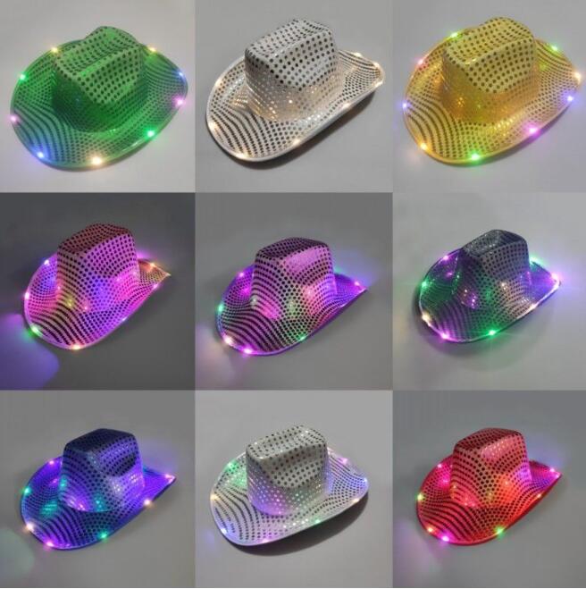 Cowgirl LED Hat Flashing Light Up Sequin Cowboy Hats Luminous Caps Halloween Costume GG029
Cowgirl LED Hat Flashing Light Up Sequin Cowboy Hats Luminous Caps Halloween Costume GG029