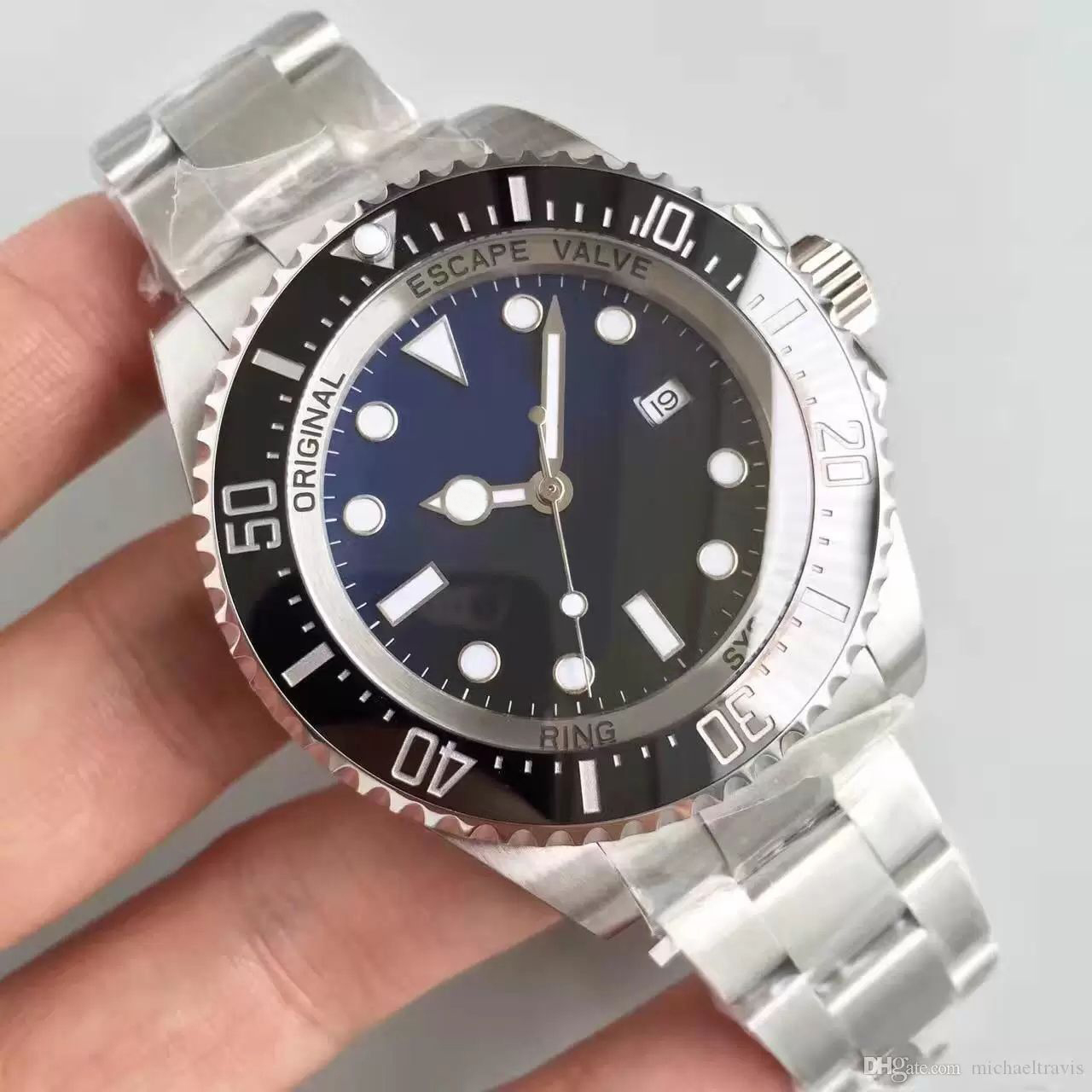 Mens Watch 44MM sapphire mirror automatic movement double color dial 316L stainless steel strap original folding buckle
