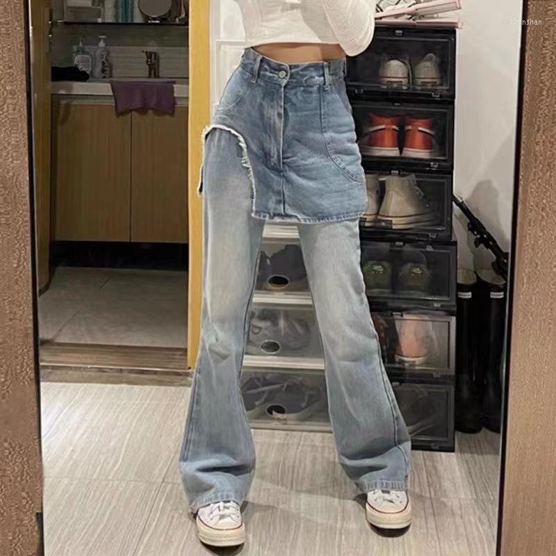 Women' Jeans False Two-Piece Patchwork 2022 Spring Fashion Design Girl High Waist Wide Leg Straight Skirt Pants Washed Cotton Denim, 888
Women' Jeans False Two-Piece Patchwork 2022 Spring Fashion Design Girl High Waist Wide Leg Straight Skirt Pants Washed Cotton Denim, 888