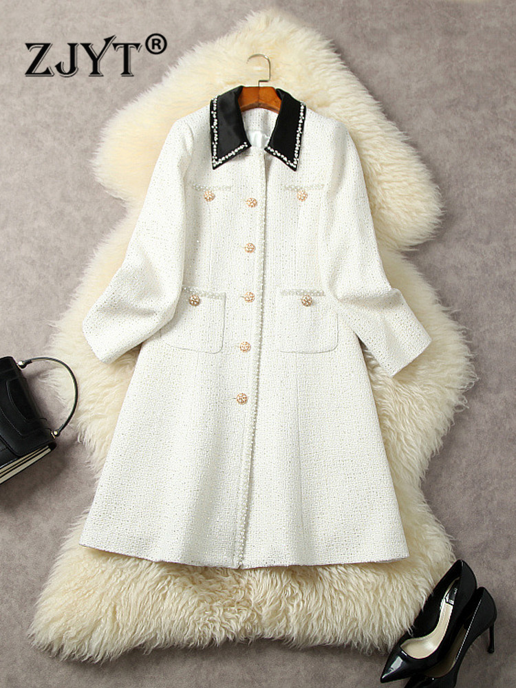 Elegant Turn Down Collar Diamonds Tweed Woolen Dress Winter Woman Clothes Long Sleeve Single Breasted White Vestidos Aline
Elegant Turn Down Collar Diamonds Tweed Woolen Dress Winter Woman Clothes Long Sleeve Single Breasted White Vestidos Aline