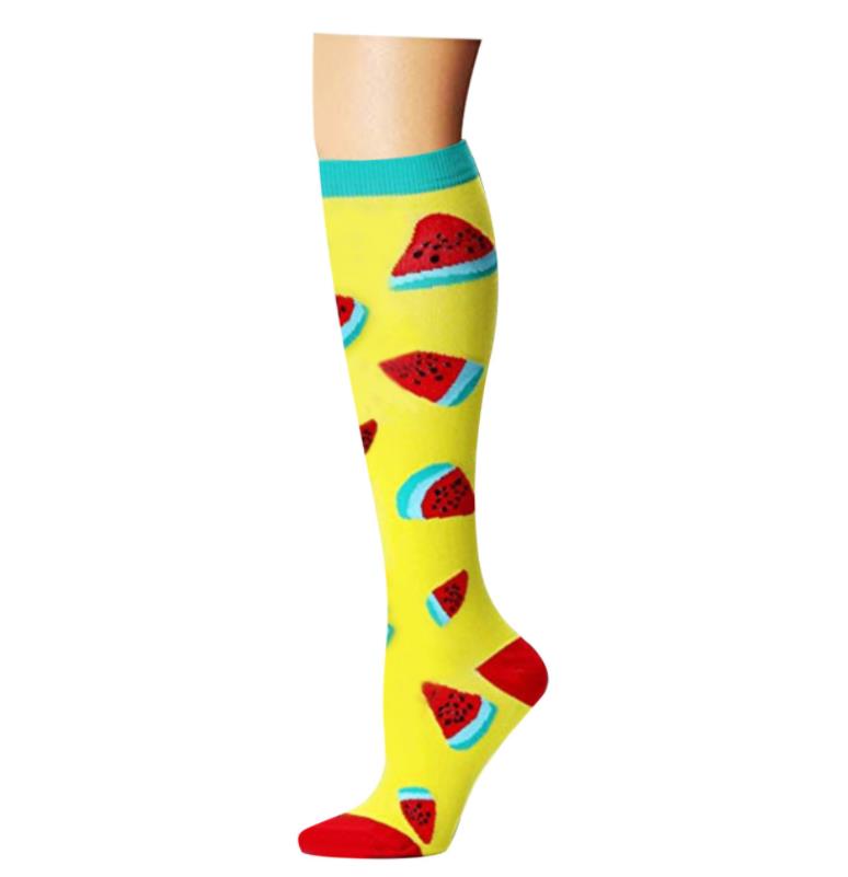 Men Compression Socks Women Cotton Knee Sock Running Athletic Circulation Recovery Travel Stockings Stretchy M L Various Fashion Patterns Leopard Prin