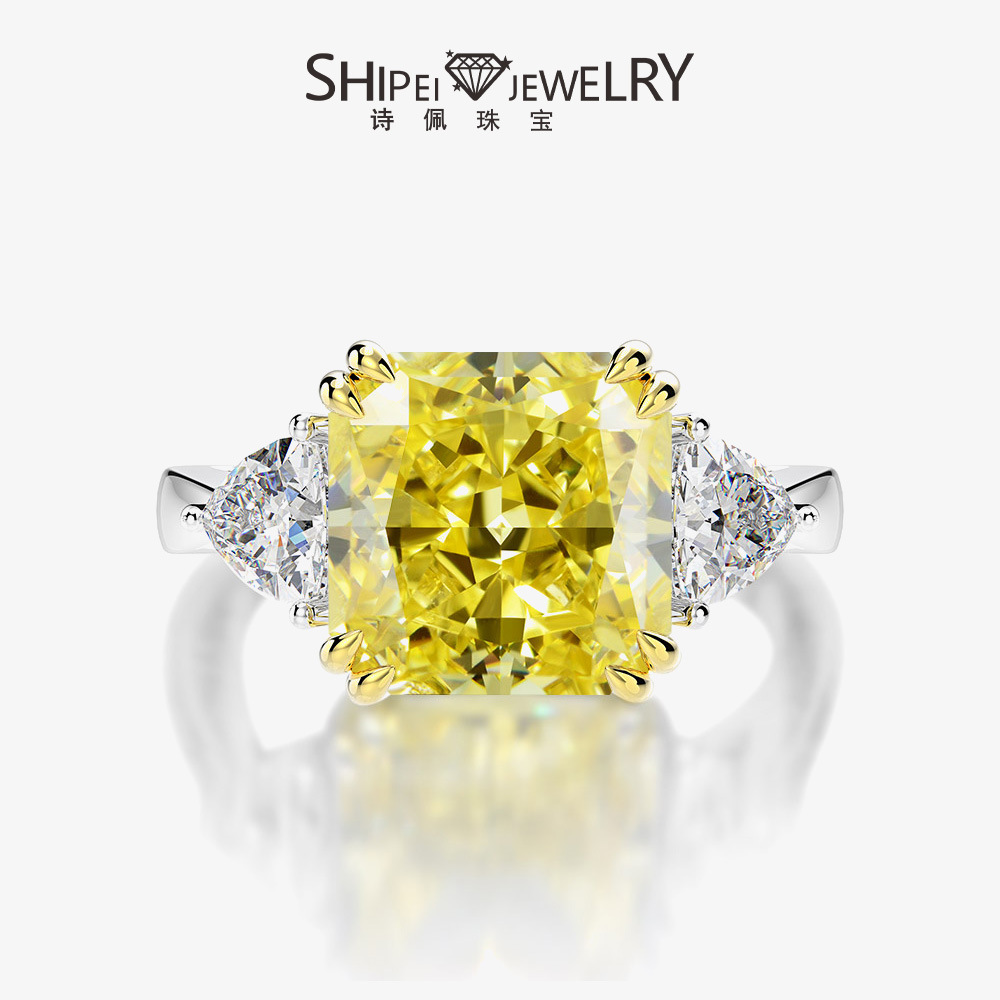 Solitaire Ring 5 Karat Square High Carbon Diamond S925 Silver Rings for Women