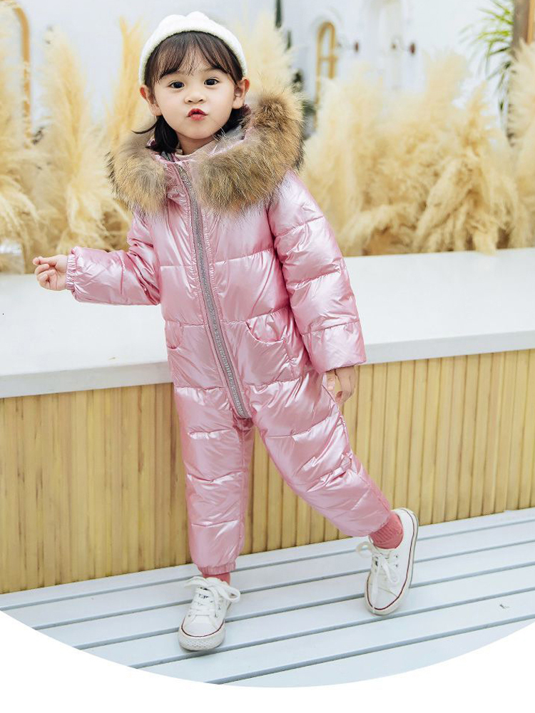 Down Coat Baby Overalls Jacket Real Fur Boy Jumpsuits Toddler Girl Clothes Snow Suit Winter Thick Infant Overcoat Kids Romper TZ457 221201