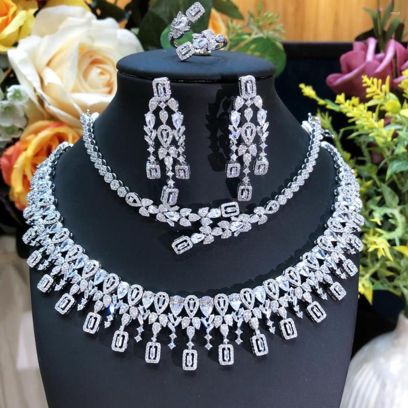 Necklace Earrings Set Missvikki Original Luxury 4PCS Big Bracelet Earring Ring Cubic Zirconia For Woman Wedding Engagement, Picture shown
Necklace Earrings Set Missvikki Original Luxury 4PCS Big Bracelet Earring Ring Cubic Zirconia For Woman Wedding Engagement, Picture shown