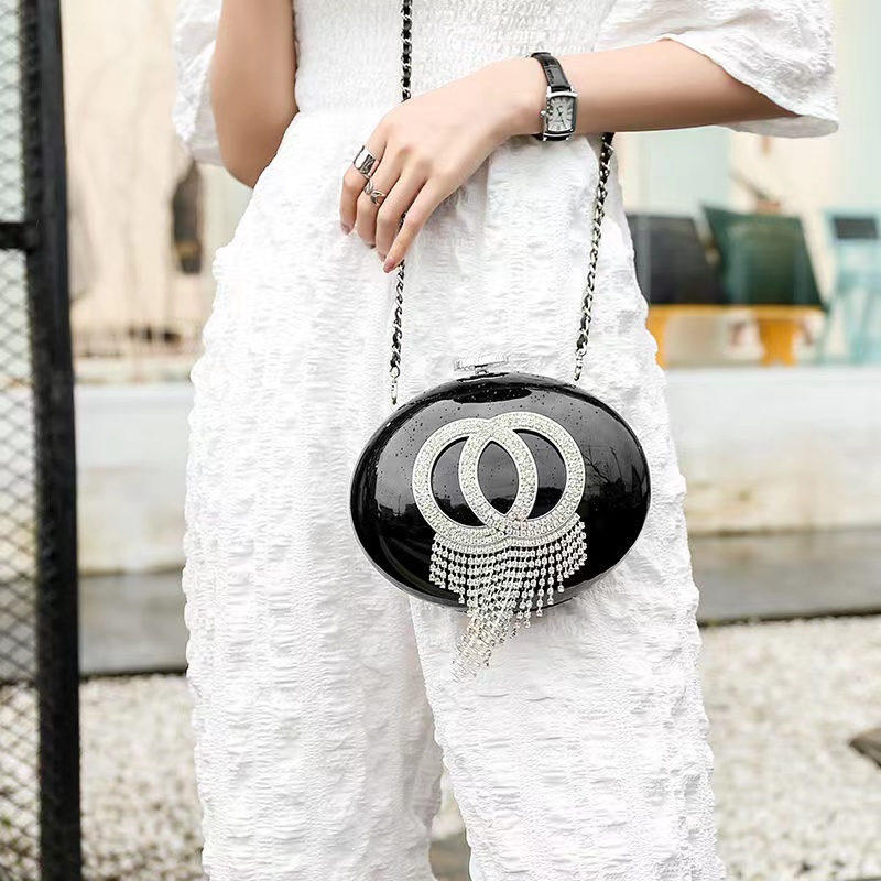 Classic Women Party Bag double-C Acrylic UFO Bag Pouch Box elegant Lady Evening bags Mobile Phone bag Shoulder Tote Chains Storage box with Diamond Fr