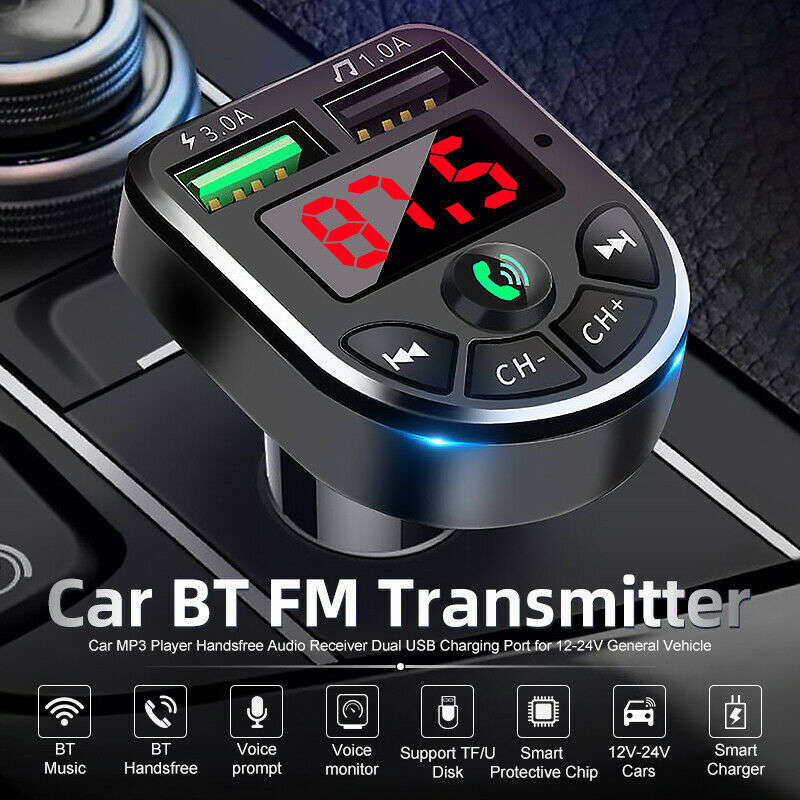 ABTE5 Wireless Bluetooth Car Kit In-Car Hands-free calls FM Transmitter Radio Adapter MP3 Player USB Charger
ABTE5 Wireless Bluetooth Car Kit In-Car Hands-free calls FM Transmitter Radio Adapter MP3 Player USB Charger