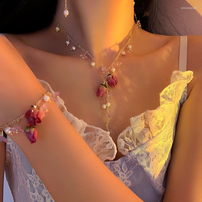 Necklace Earrings Set Korean Fashion Flower Pearl Bracelet Super Fairy Rose Temperament Gentle Clavicle Chain Female, Picture shown
Necklace Earrings Set Korean Fashion Flower Pearl Bracelet Super Fairy Rose Temperament Gentle Clavicle Chain Female, Picture shown