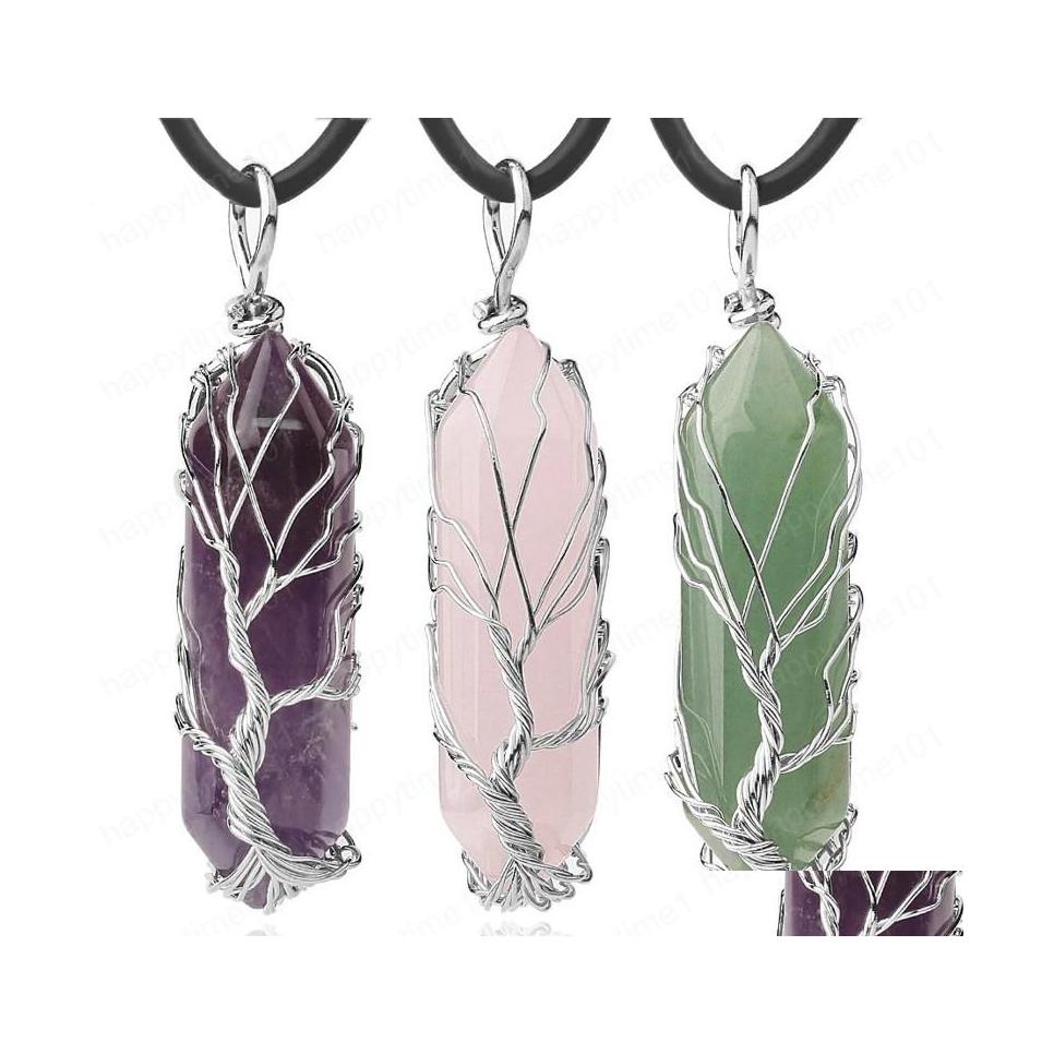 Pendant Necklaces Natural Crystal Stone Pendant Necklace Point Hexagonal Prism Sier Color Copper Wire Wrap Women Men Jewelry Drop De Dhrks
Pendant Necklaces Natural Crystal Stone Pendant Necklace Point Hexagonal Prism Sier Color Copper Wire Wrap Women Men Jewelry Drop De Dhrks