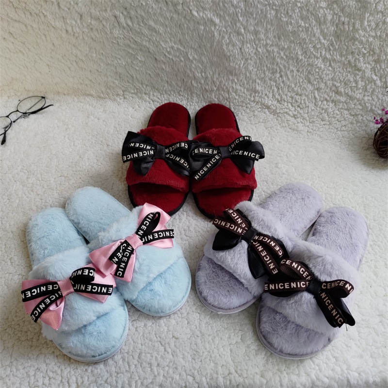 Women's fall and winter new slippers wear cute bow home flat warm fashion non-slip flip-flops, Red
Women's fall and winter new slippers wear cute bow home flat warm fashion non-slip flip-flops, Red