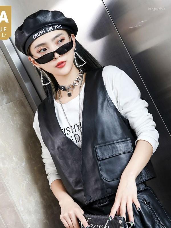 Women's Vests Fit Korean Style Genuine Slim Leather Shorts Office Lady V-Neck Double-Breasted Sheepskin Women Solid Waistcoat Autumn, Black
Women's Vests Fit Korean Style Genuine Slim Leather Shorts Office Lady V-Neck Double-Breasted Sheepskin Women Solid Waistcoat Autumn, Black