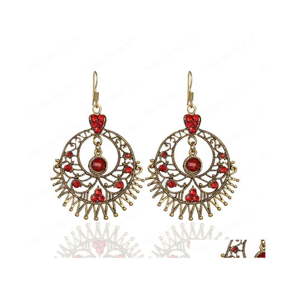 Dangle Chandelier Retro Womens Exaggerated Large Round Hollow Alloy Dangle Earrings Hanger Bohemia Red Crystal Rhinestone Wedding Dh35J
Dangle Chandelier Retro Womens Exaggerated Large Round Hollow Alloy Dangle Earrings Hanger Bohemia Red Crystal Rhinestone Wedding Dh35J