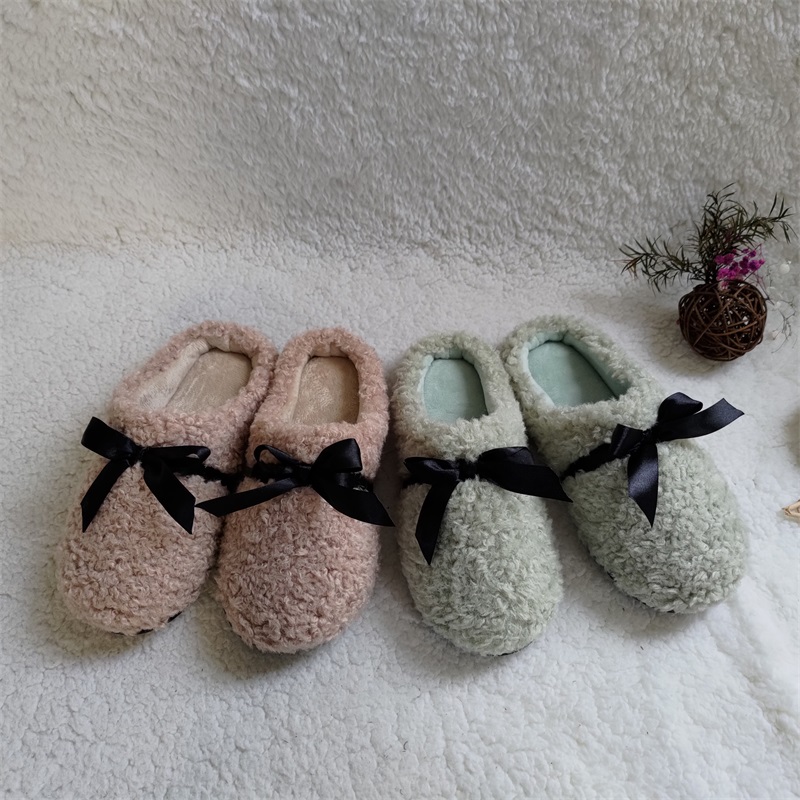 Ladies winter home slippers warm teddy velvet soft soles fashion cute bow indoor slippers, White
Ladies winter home slippers warm teddy velvet soft soles fashion cute bow indoor slippers, White