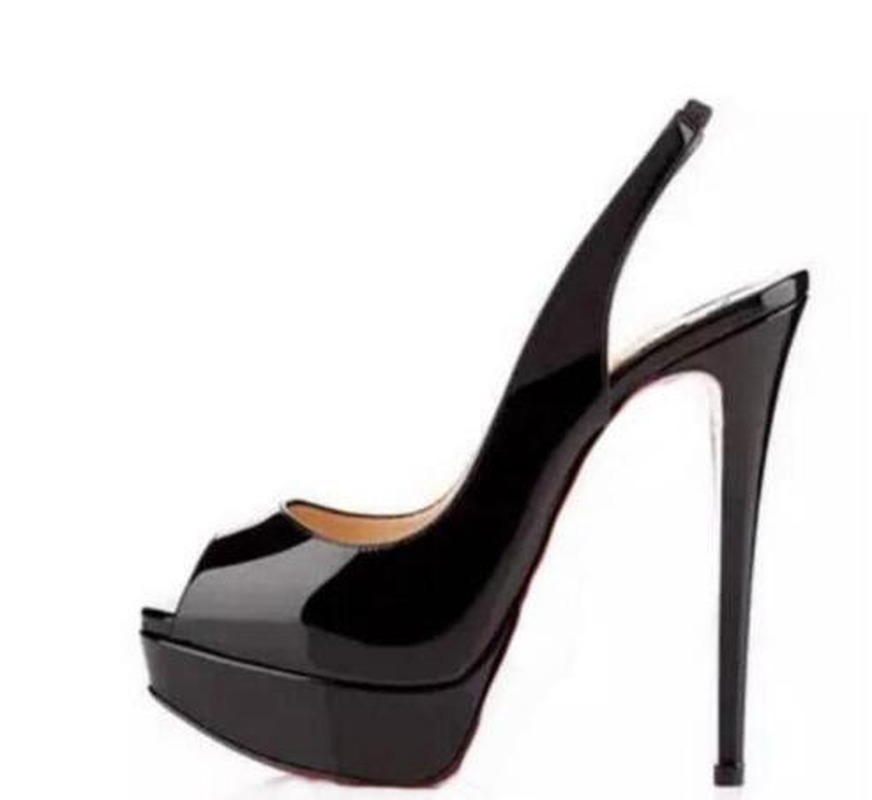 

High Heels Women Pumps Wedding sandals Shoes Patent Leather Peep Pointed Toe Platform 14Cm Original Box / Designer