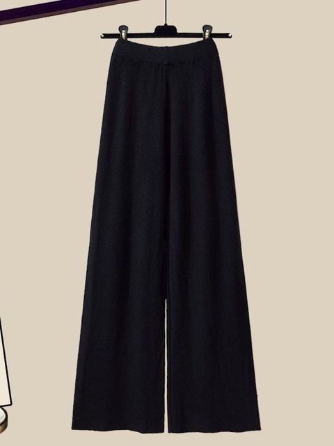 Women's pants autumn/winter office ladies elegant irregular knitted sweater shirt wide leg set women's clothing