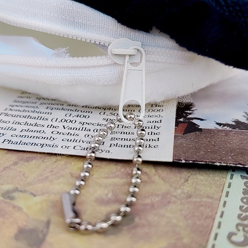 Cartoon Cute Dog Face Coin Purse Case Mini Children Coin Bags Soft Plush Black And White Puppy Purses With Zipper