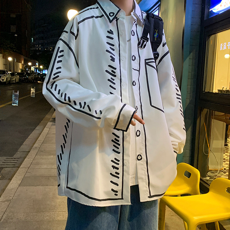 Hand painted graffiti shirt men' design sense of minority advanced sense leisure Hong Kong style hiphop fried Street, Black
Hand painted graffiti shirt men' design sense of minority advanced sense leisure Hong Kong style hiphop fried Street, Black