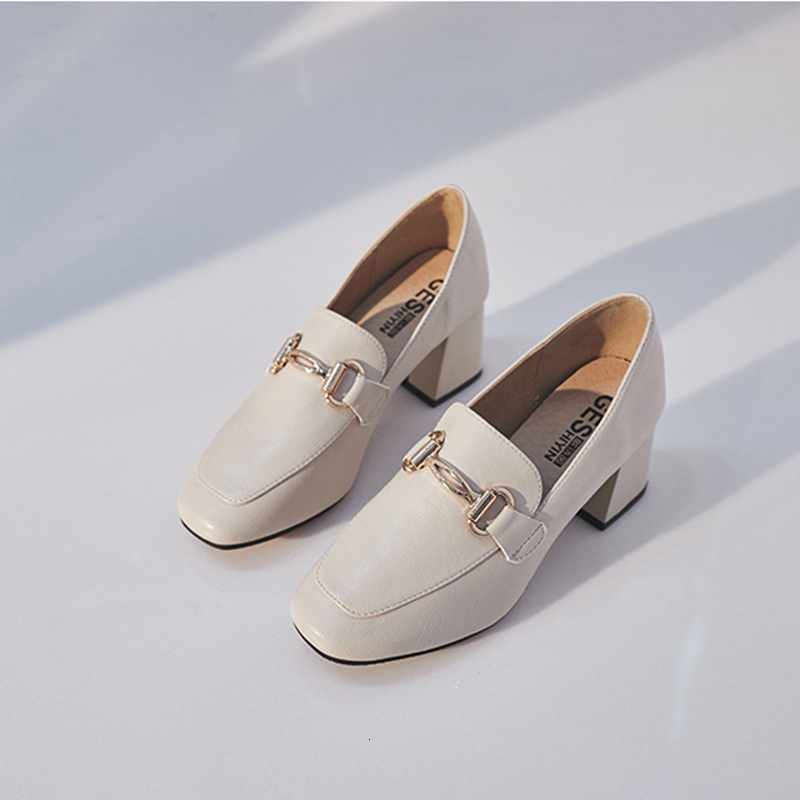 Dress Shoes The Fashion British Style Women s with Classic Slip On Lofers Elegant Casual Chunky Heels Ladies Pumps 221130