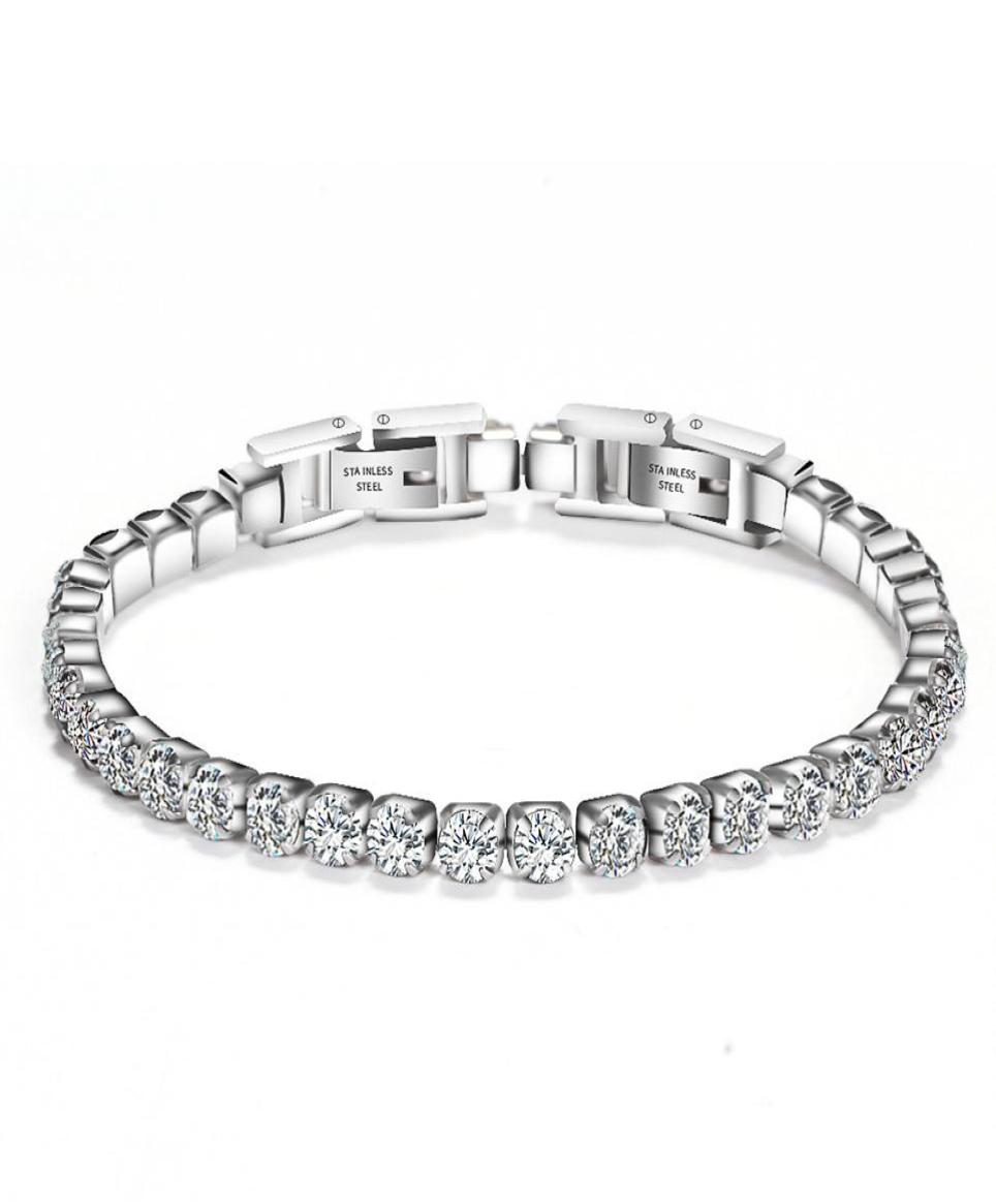 Women Stainless Steel Tennis Bracelet Cubic Zirconia Stones Crystals Hip Hop Jewelry 19cm304v7390928