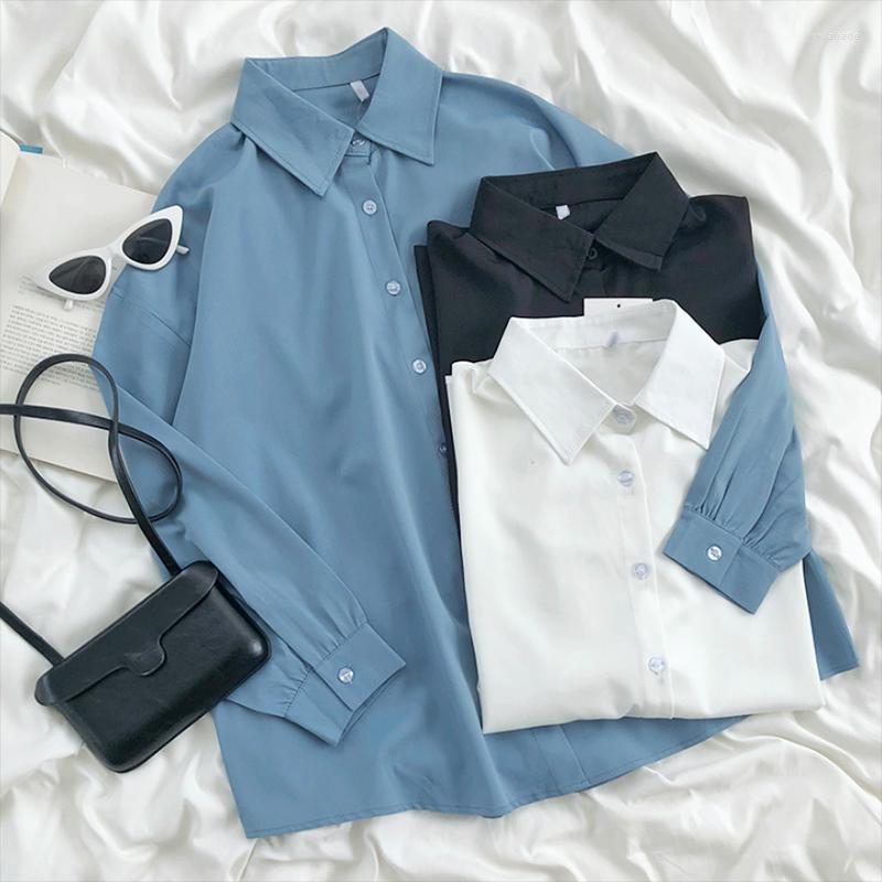 Women's Blouses Harajuku Office Lady Simple Fashion Silky Solid White Shirt Women Blusas Mujer De Moda Oversize Casual Blouse Tops 2022, Blue
Women's Blouses Harajuku Office Lady Simple Fashion Silky Solid White Shirt Women Blusas Mujer De Moda Oversize Casual Blouse Tops 2022, Blue