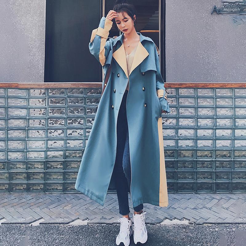 Women' Trench Coats Women' Windbreaker Long 2022 Spring Autumn Blue Stitching Korean Loose Casual Double-breasted High-quality Lining
Women' Trench Coats Women' Windbreaker Long 2022 Spring Autumn Blue Stitching Korean Loose Casual Double-breasted High-quality Lining