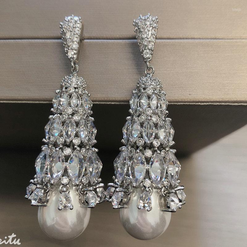Dangle Earrings Bilincolor Silver Color Crytal Clear Cubic Zirconia White Pearl Baroque Earring For Women
Dangle Earrings Bilincolor Silver Color Crytal Clear Cubic Zirconia White Pearl Baroque Earring For Women