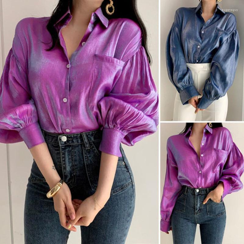 Women' Blouses Women Shirts Long Sleeve Button Pocket Lantern Spring Summer Lady Elegant Sun Protection Clothing, Blue
Women' Blouses Women Shirts Long Sleeve Button Pocket Lantern Spring Summer Lady Elegant Sun Protection Clothing, Blue