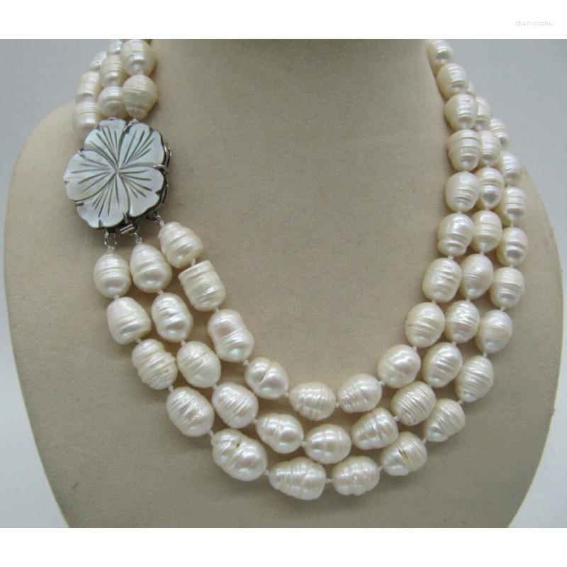 Chains 3 ROW 9-10MM NATURAL WHITE SOUTH SEA BAROQUE PEARL NELACE 17-19INCH Beautiful
Chains 3 ROW 9-10MM NATURAL WHITE SOUTH SEA BAROQUE PEARL NELACE 17-19INCH Beautiful