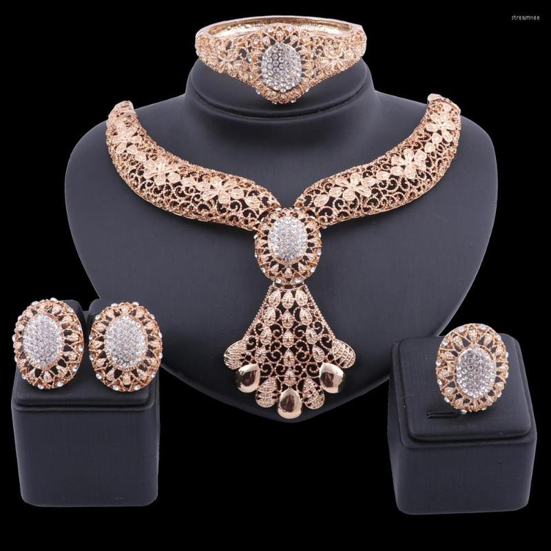 Necklace Earrings Set Wholesale 2022 Arrival Fashion Gold Color Luxury Costume For Women Wedding Gifts, Picture shown
Necklace Earrings Set Wholesale 2022 Arrival Fashion Gold Color Luxury Costume For Women Wedding Gifts, Picture shown