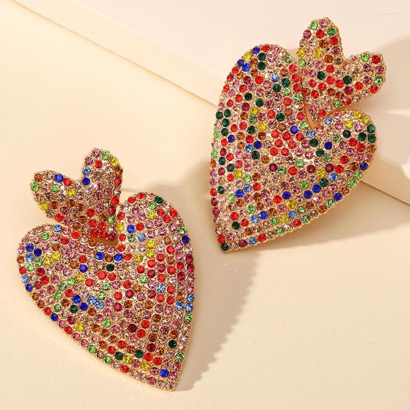 Dangle Earrings Fashion Metal Double Heart Full Colorful Crystal Big For Women Girl Elegant Luxury Ear Accessories Retro Jewelry
Dangle Earrings Fashion Metal Double Heart Full Colorful Crystal Big For Women Girl Elegant Luxury Ear Accessories Retro Jewelry