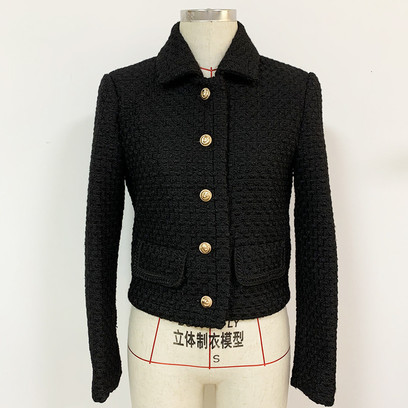 Women's Jackets HIGH STREET Fashion Jacket Wool Blends Vintage Tweed Short Coat 221201