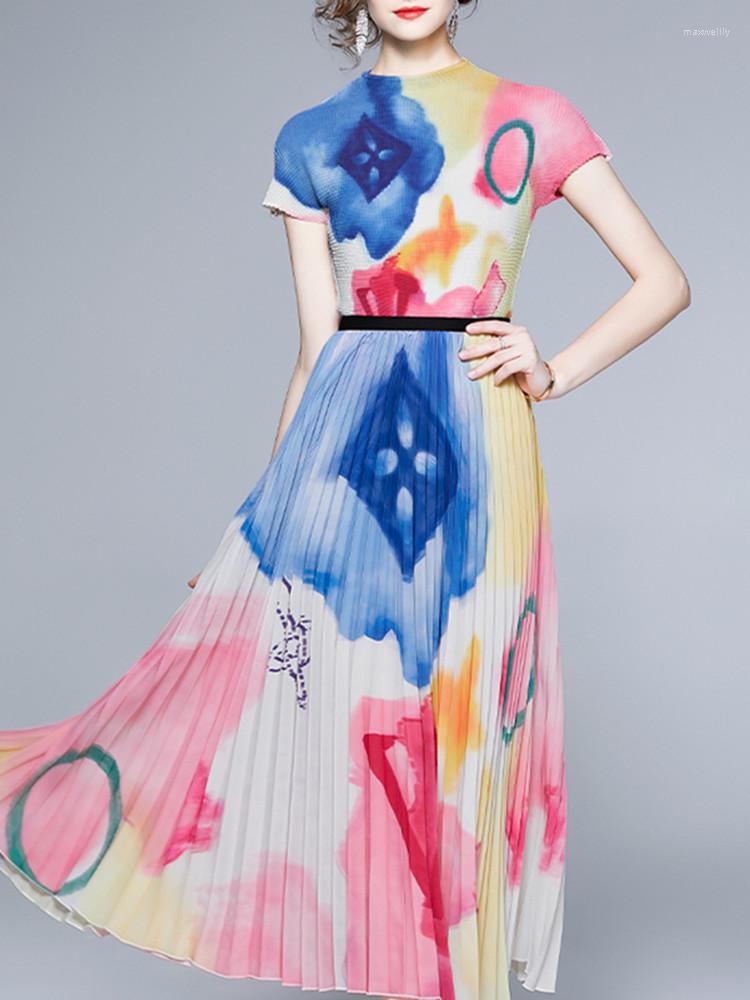 Work Dresses Women Summer Skirt Suit Retro Printed Short Sleeve Stretch Pullover Top High Waist Pleated Midi Fashion Two-Piece Set, Picture color
Work Dresses Women Summer Skirt Suit Retro Printed Short Sleeve Stretch Pullover Top High Waist Pleated Midi Fashion Two-Piece Set, Picture color