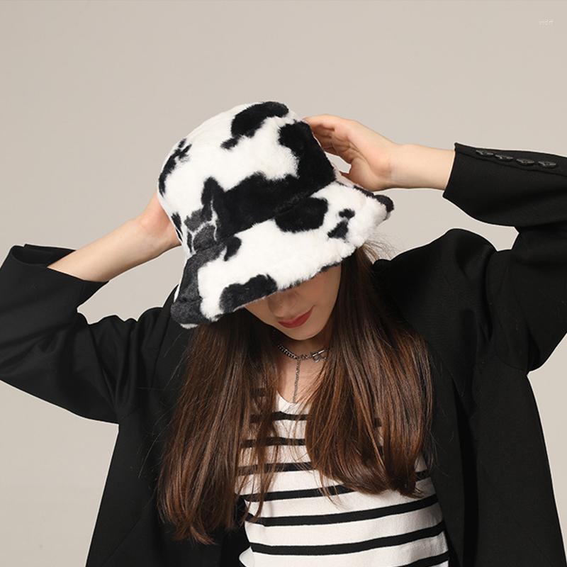 Berets Winter Thick Warm Women Hat Cow Printed Faux Fur Plush Bucket Female Girls Outdoor Panama Sun Cap, Black
Berets Winter Thick Warm Women Hat Cow Printed Faux Fur Plush Bucket Female Girls Outdoor Panama Sun Cap, Black
