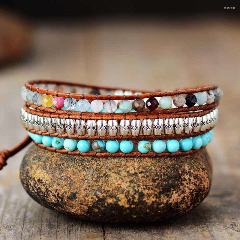 Strand Triple Leather Wrap Bracelets W/ Natural Stone Vintage Beads Statement Bracelet Bohemian Handmade Jewelry Gifts
Strand Triple Leather Wrap Bracelets W/ Natural Stone Vintage Beads Statement Bracelet Bohemian Handmade Jewelry Gifts
