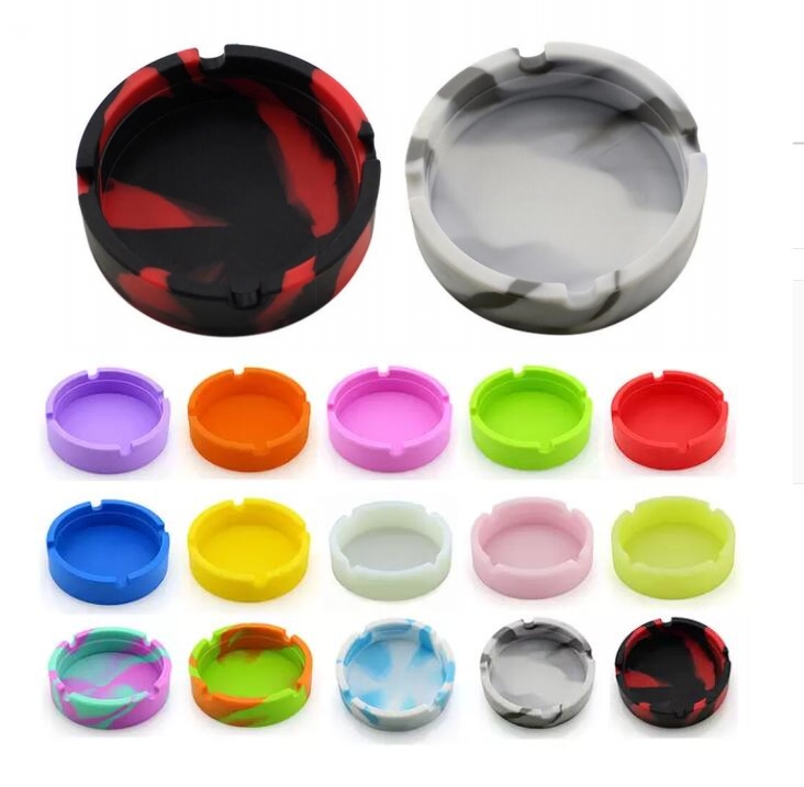 Eco-friendly Silicone world Portable Round Ashtray Durable Soft Ashtray High Temperature Resistance Anti-fall Anti-slip GC1208