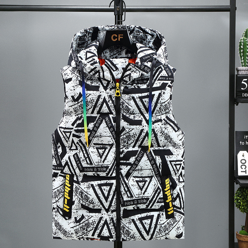 Men's Vests 3668 Autumn Winter Printed Vest Coat Men Printed Vest Waistcoat Slim Zipper Korean Style Warm Thick Hooded Vest Outerwear 221202, Royal blue 
Men's Vests 3668 Autumn Winter Printed Vest Coat Men Printed Vest Waistcoat Slim Zipper Korean Style Warm Thick Hooded Vest Outerwear 221202, Royal blue