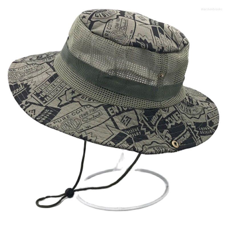 Berets Outdoor Activities Sunscreen Breathable Unisex Bucket Hats Man Women Fishing Camping Windproof Flat Top Caps Camouflage Cute F31, Hb mc