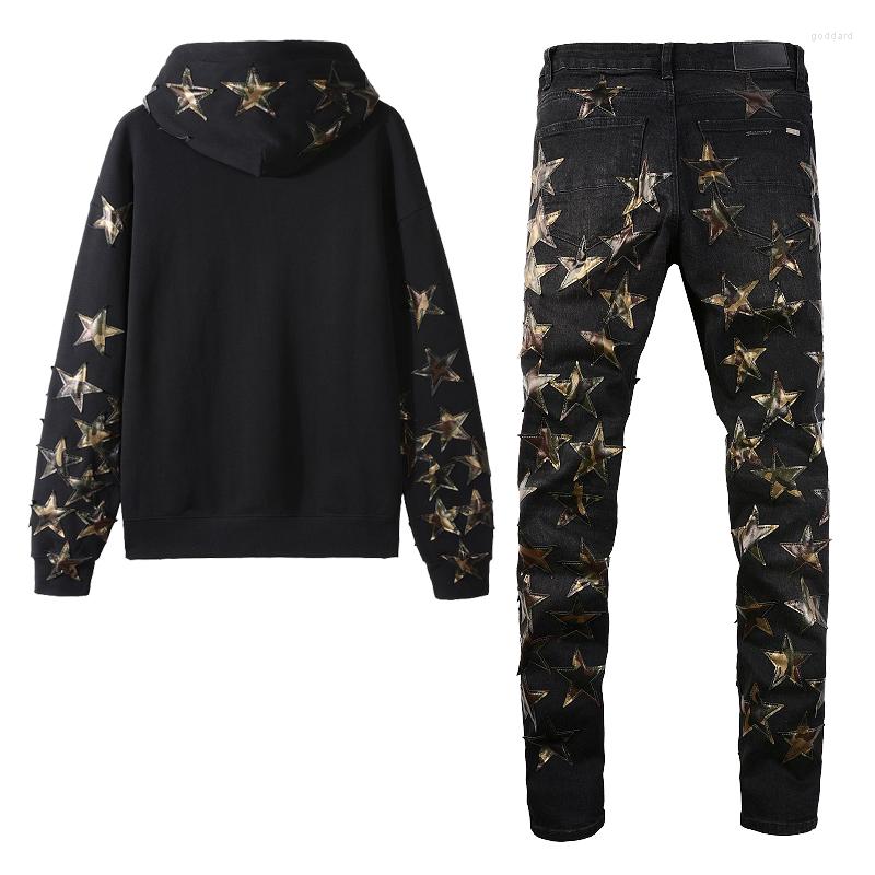 Men's Tracksuits Black Ripped Men's Sets Loose Casual Star Patch Hoodies Sweatshirt And Stretch Skinny Jeans 2pcs Suit Spring Autumn, Hoodie and jeans
Men's Tracksuits Black Ripped Men's Sets Loose Casual Star Patch Hoodies Sweatshirt And Stretch Skinny Jeans 2pcs Suit Spring Autumn, Hoodie and jeans