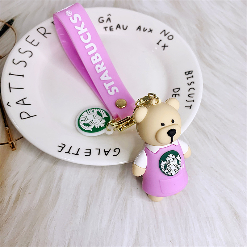 Party Favors Silicone Key Chain Coffee Lover Toys Cartoon Shaped Wedding Valentine Day Mall Event Gifts