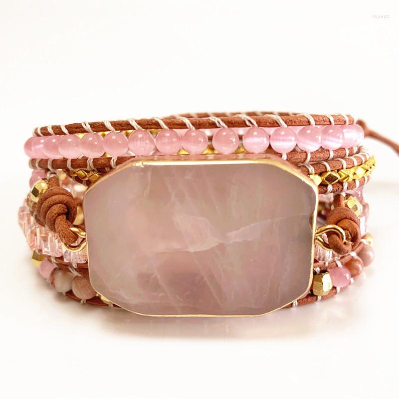 Strand Ruberthen Design Women Bracelets Natural Rose Quarz Wrap Leather Bracelet Fancy Handmade Femme Boho
Strand Ruberthen Design Women Bracelets Natural Rose Quarz Wrap Leather Bracelet Fancy Handmade Femme Boho