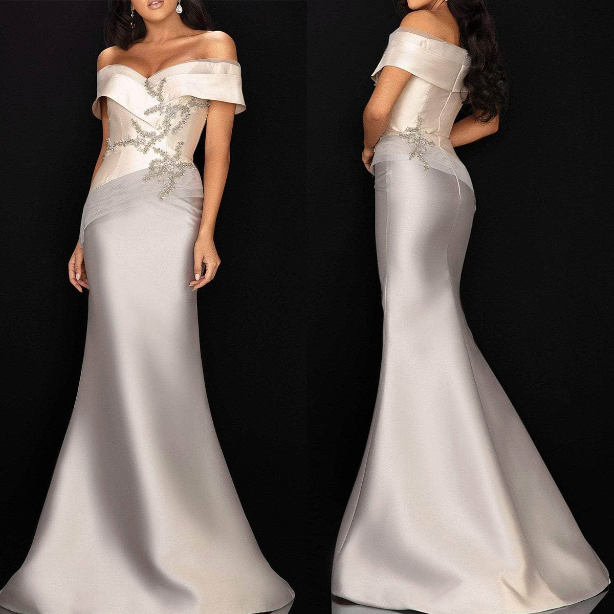 Elegant Prom Dresses Mermaid Sweetheart Off the Shoulder Solid Color with Embroidery Floor Length Zipper Custom Made Evening Dress Plus Size Robes