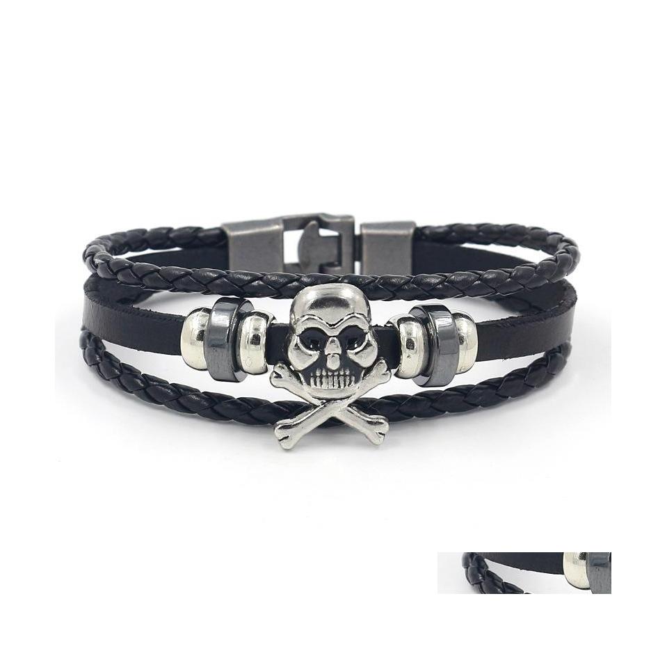 Charm Bracelets Europe Fashion Jewelry Alloy Beaded Punk Leather Bracelets Mens Retro Buckle Skl Pu Drop Delivery Dhgjz
Charm Bracelets Europe Fashion Jewelry Alloy Beaded Punk Leather Bracelets Mens Retro Buckle Skl Pu Drop Delivery Dhgjz