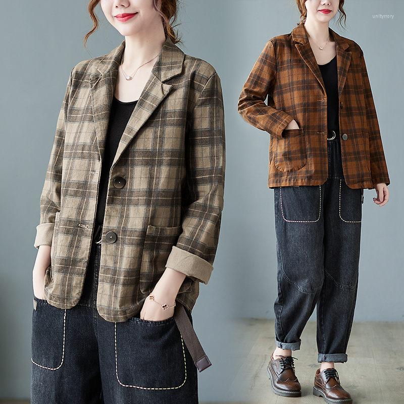 Women's Suits 2022 Spring Literary Retro Plaid Blazer Short Jacket Ladies Loose Two Button Long Sleeve All-Match Casual Suit Coat M2288, Black
Women's Suits 2022 Spring Literary Retro Plaid Blazer Short Jacket Ladies Loose Two Button Long Sleeve All-Match Casual Suit Coat M2288, Black